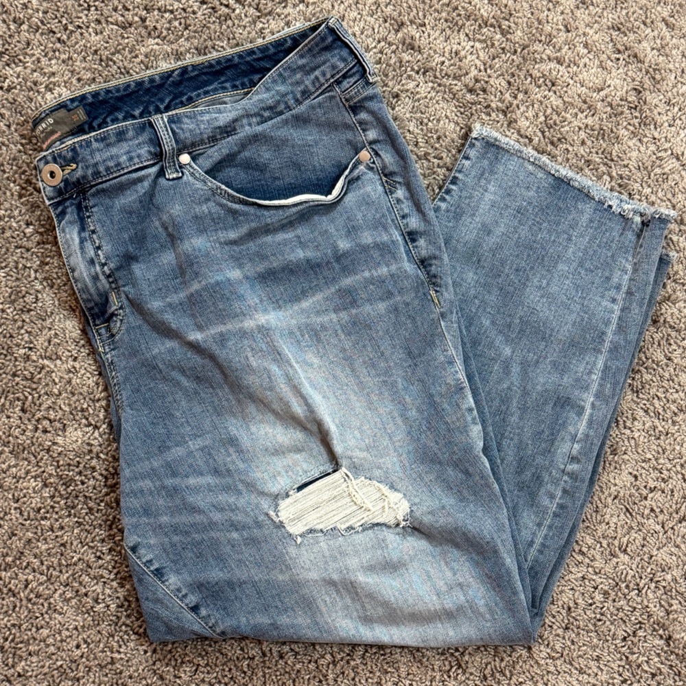 Torrid Blue Boyfriend Jeans with Distressed Details